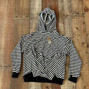 Buckle women's size large white and black striped hoodie with cinch front detail